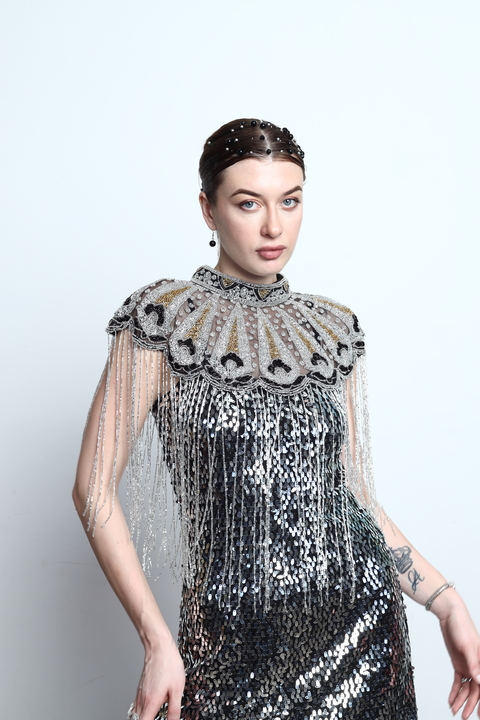 Noir Fringe Sequin Dress