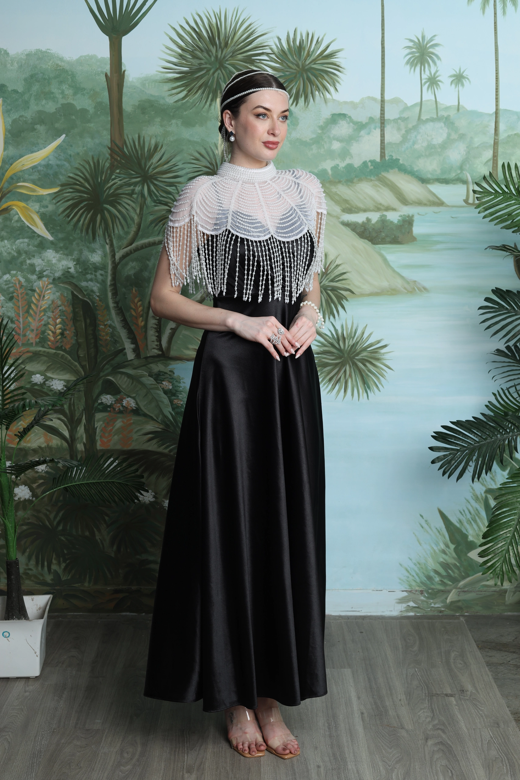Maravelle Pearl Cape Dress Alternate