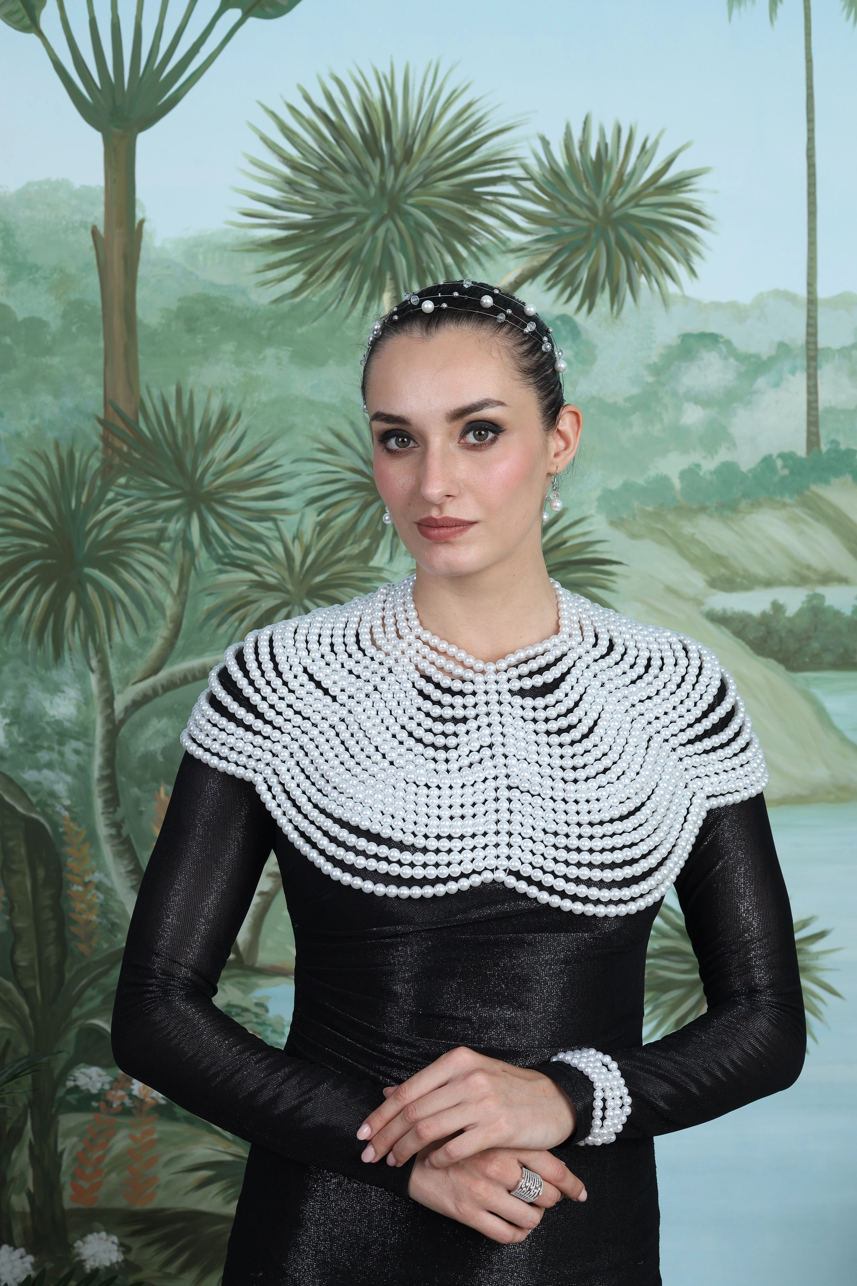 Noir Pearl Cape Gown Alternate