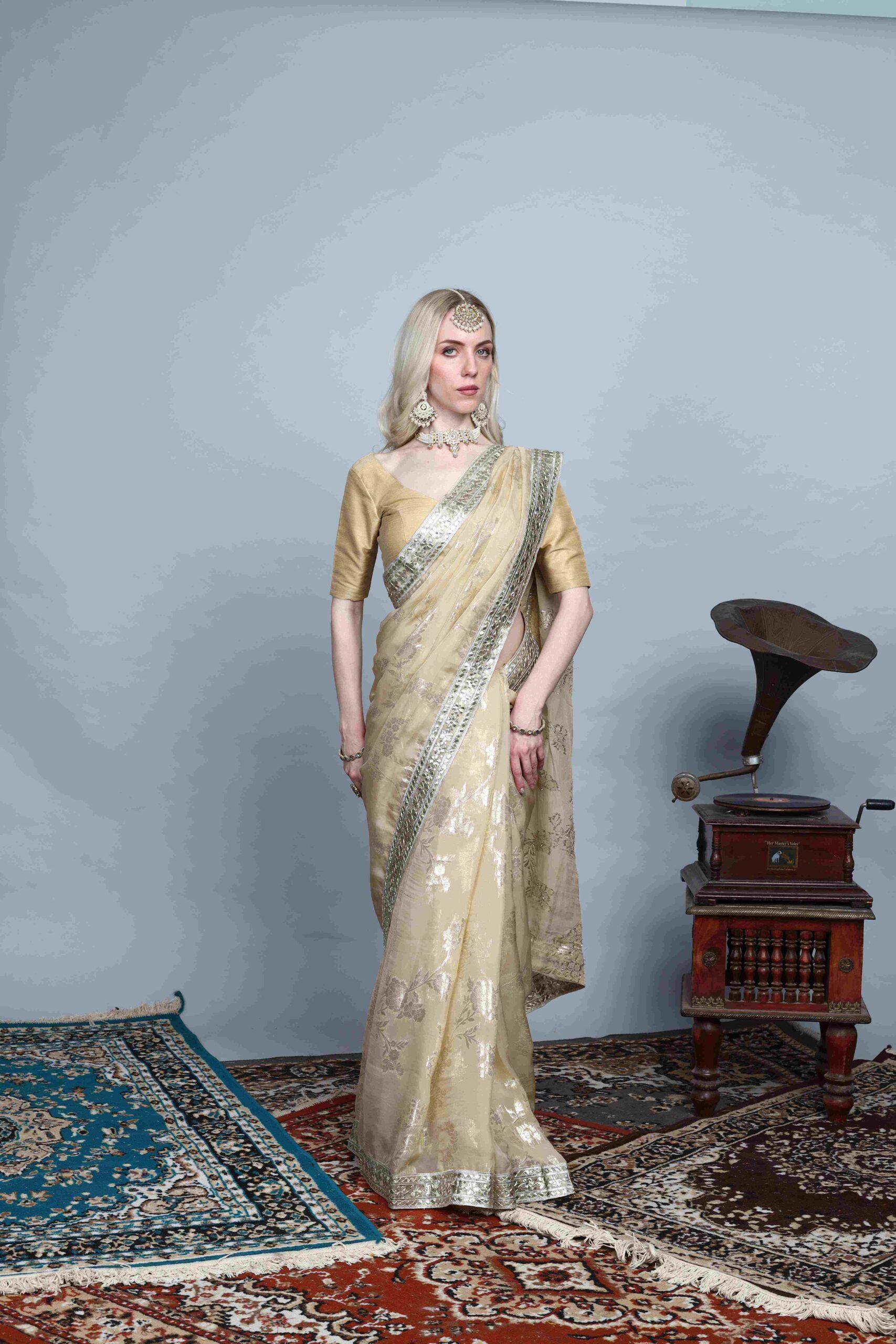 Seravine Tissue Embroidered Saree