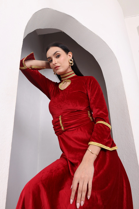 Crimson Velvet Maxi Dress