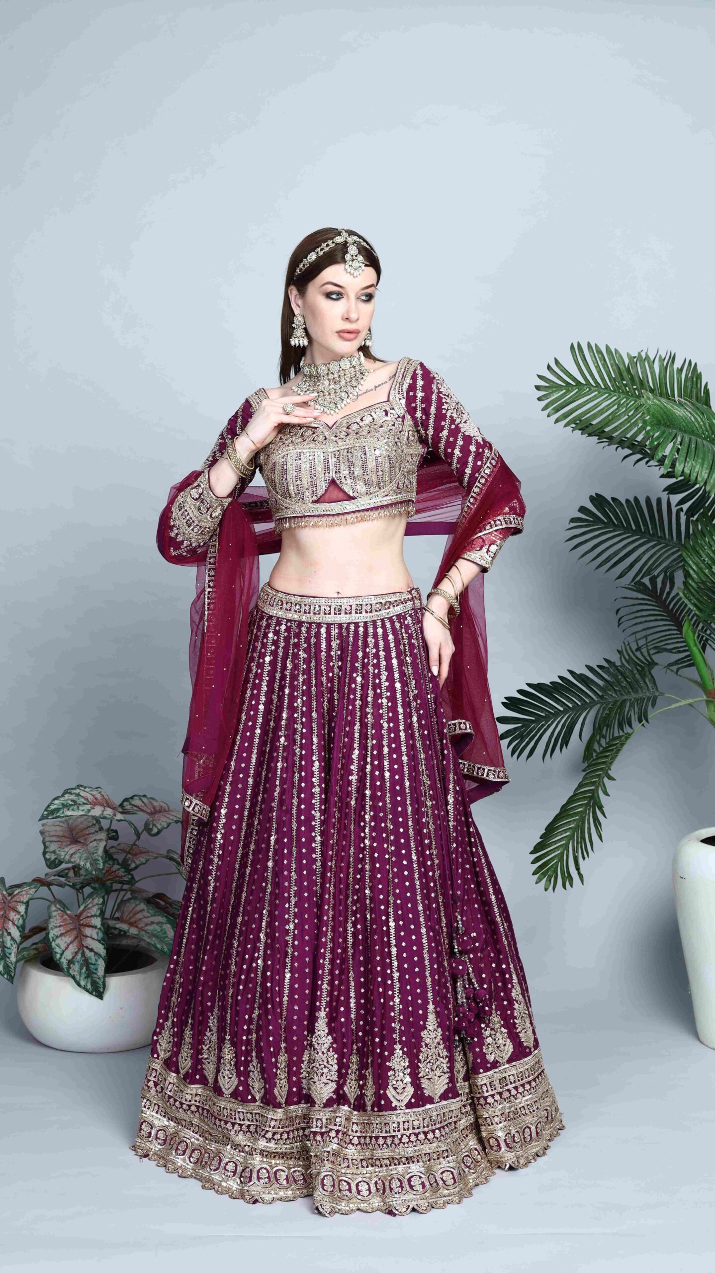 Mayukh Crystal Hand Embroidered Lehenga Set