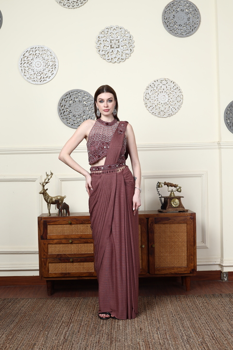 Mauvelle Drape Saree Gown