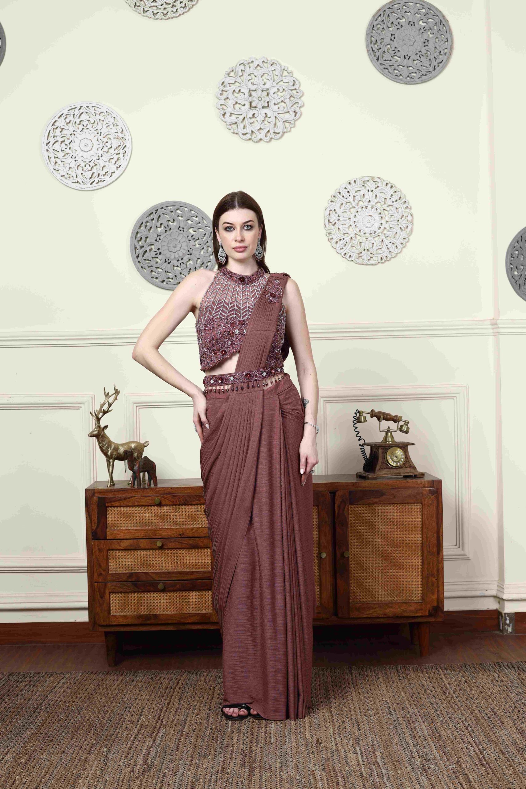 Mauvelle Drape Saree Gown