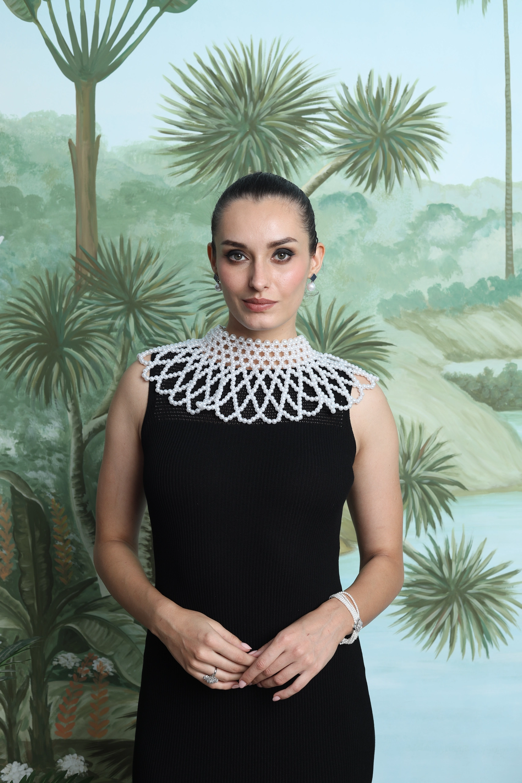 Noir Pearl Midi Dress Alternate