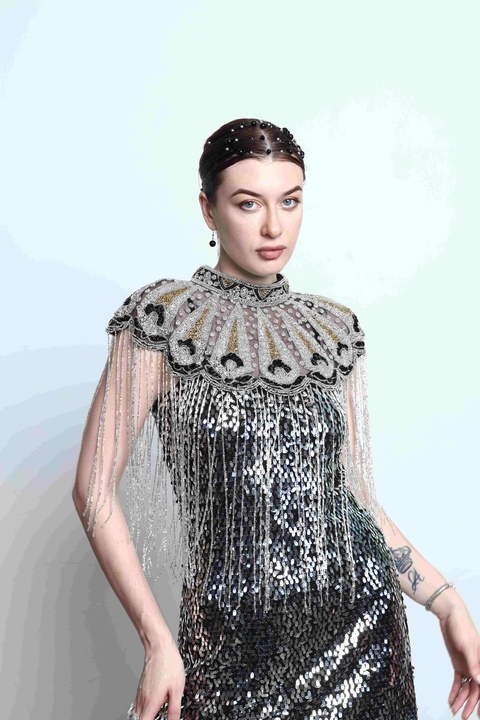 Noir Fringe Sequin Dress