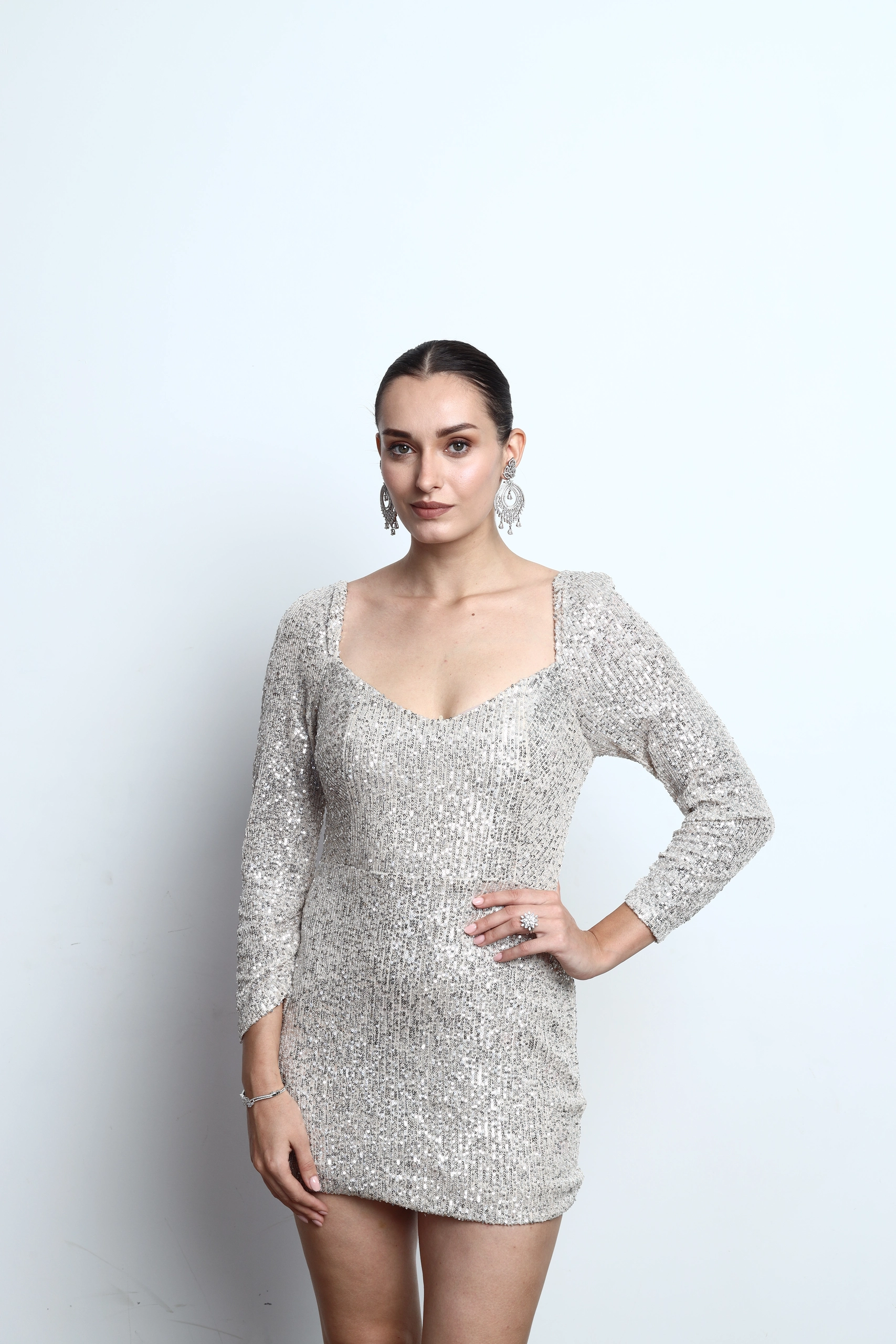 Luna Silver Sequin Dress Alternate