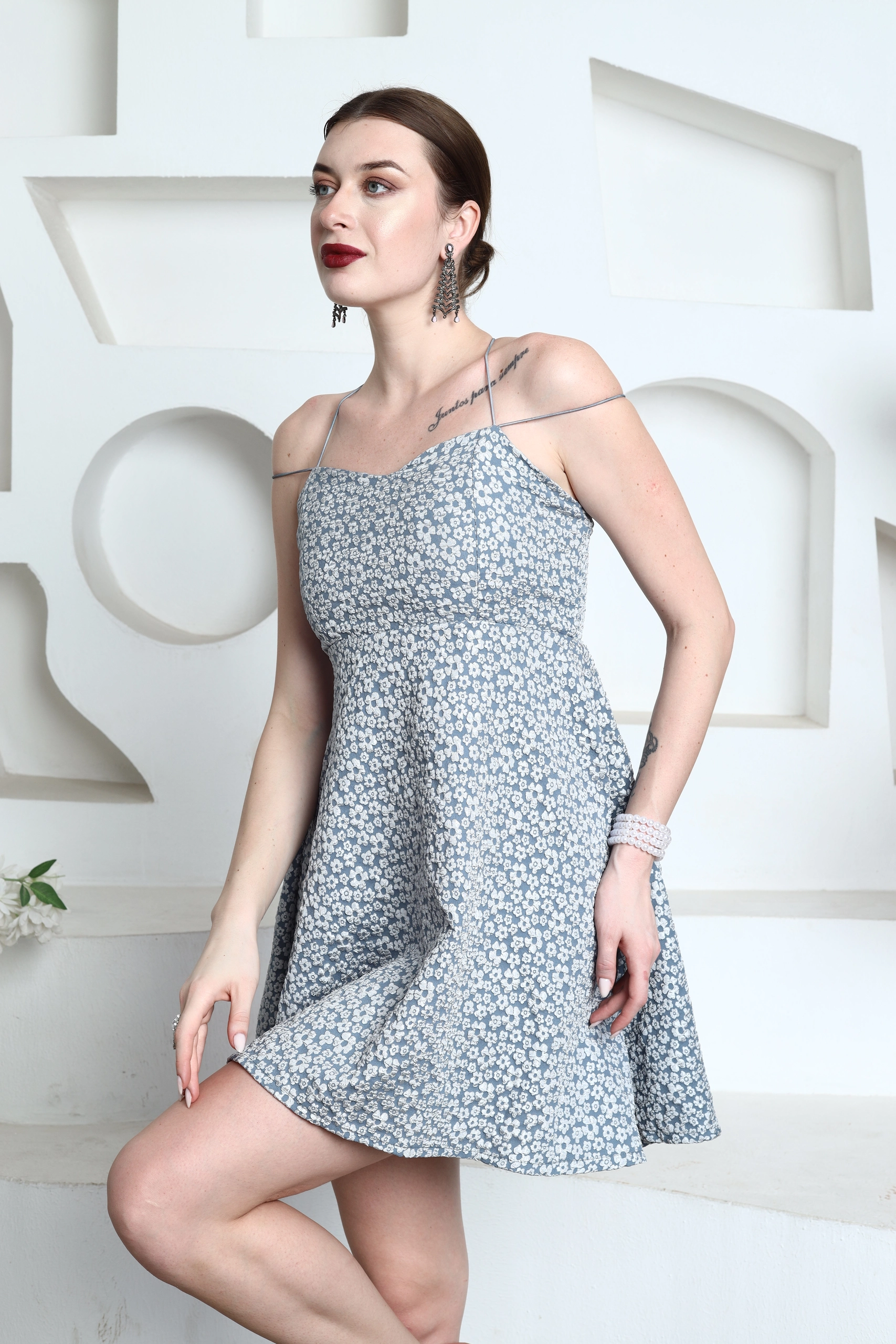 Fleur Hand Embroidered Mini Dress Alternate