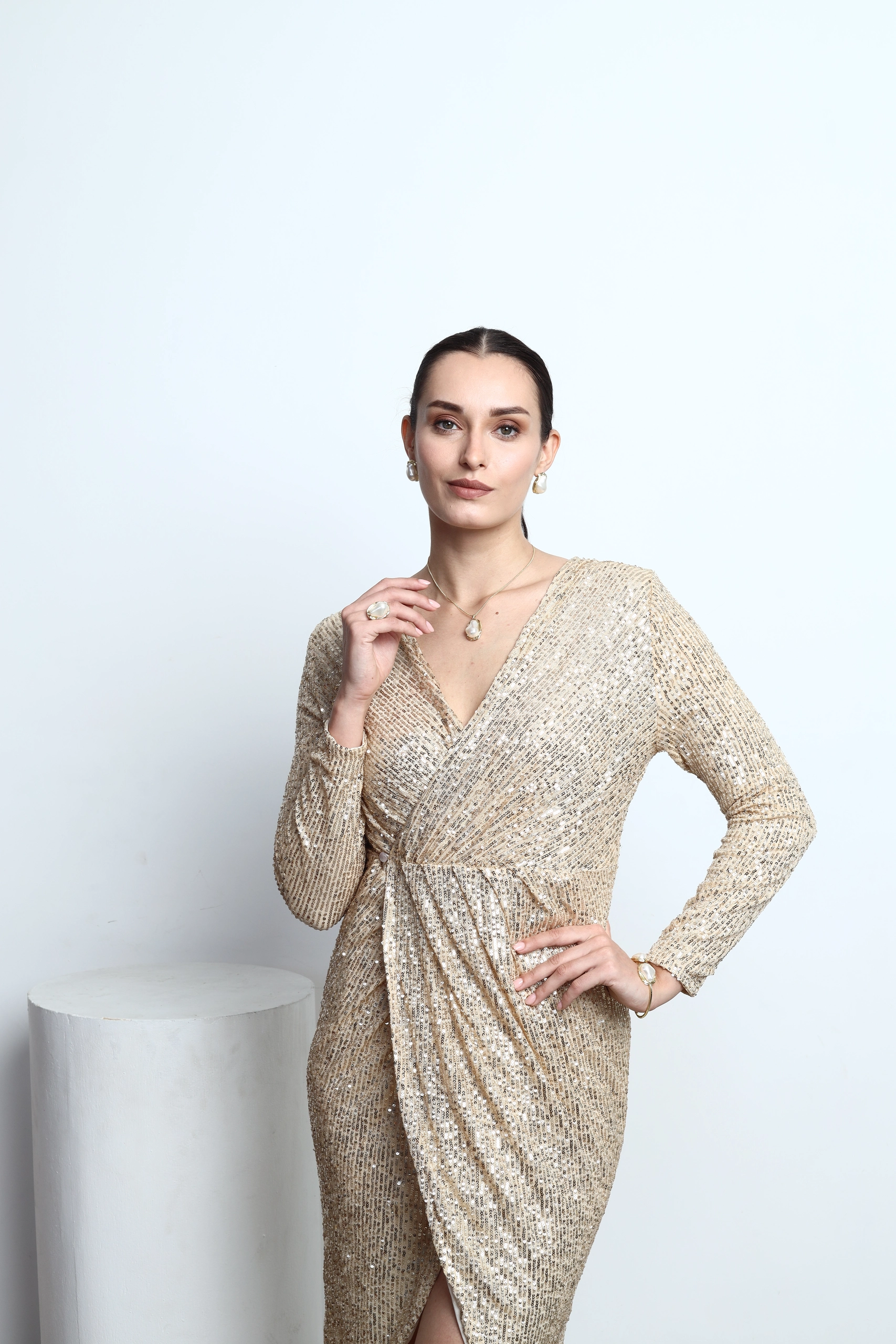 Aurielle Sequin Midi Dress Alternate