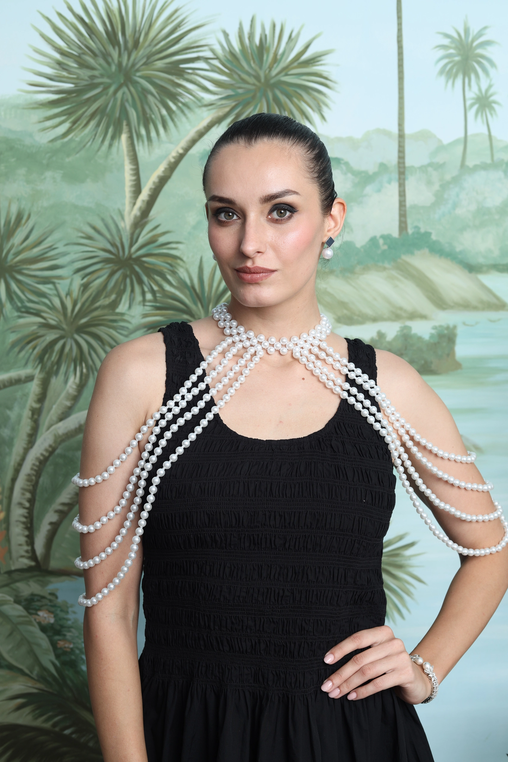 Veloura Pearl Harness Mini Dress Alternate
