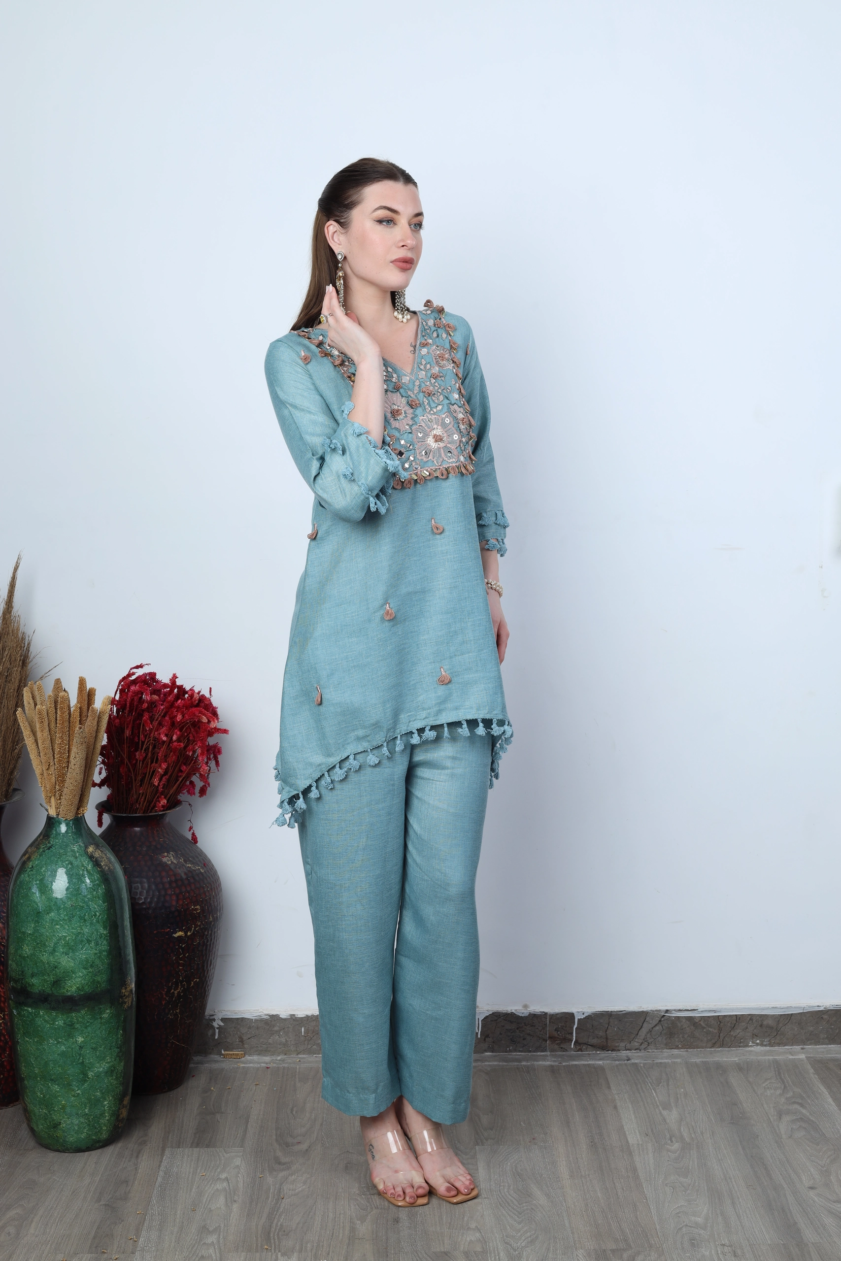 Azure Embroidered Kurta Set Alternate