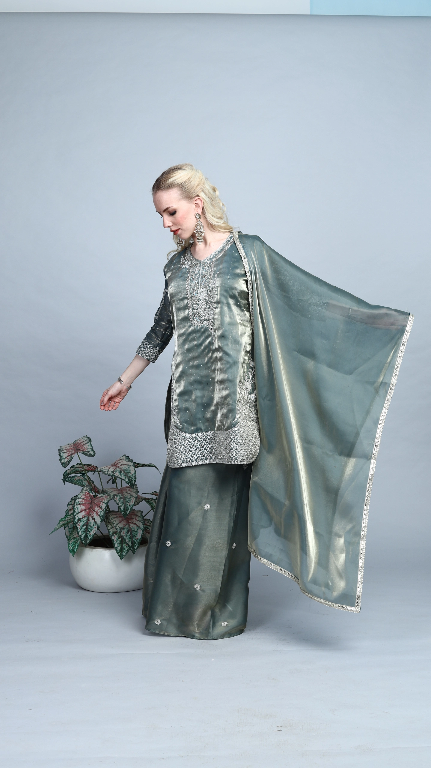 Opaline Hand Embroidered Kurta Set Alternate
