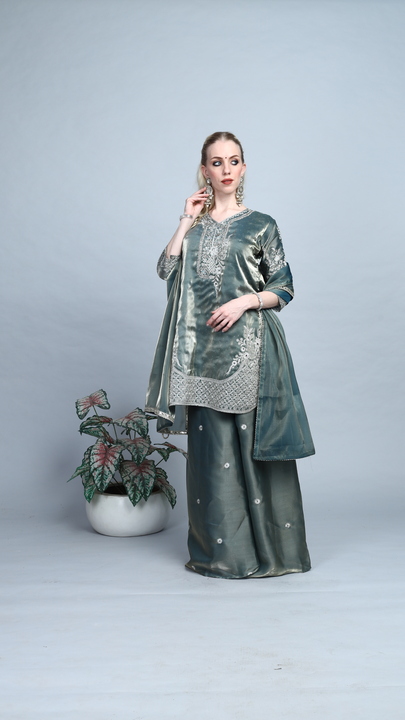 Opaline Hand Embroidered Kurta Set