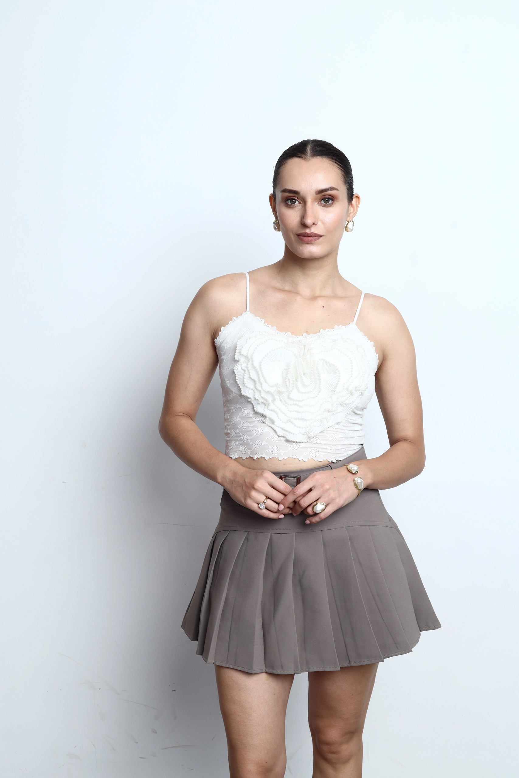 Élan Rosette Camisole & Pleated Mini Skirt Alternate