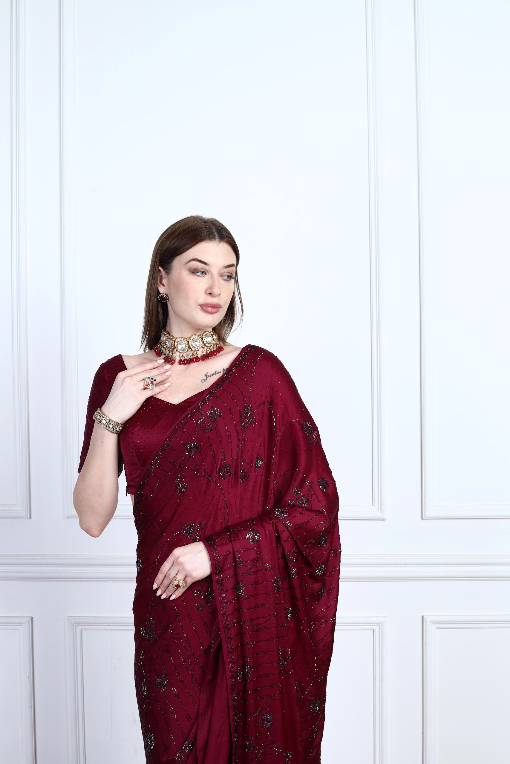 Rubis Swarovski Saree Set Alternate