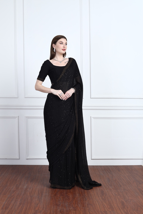Midnight Crystal Saree Set