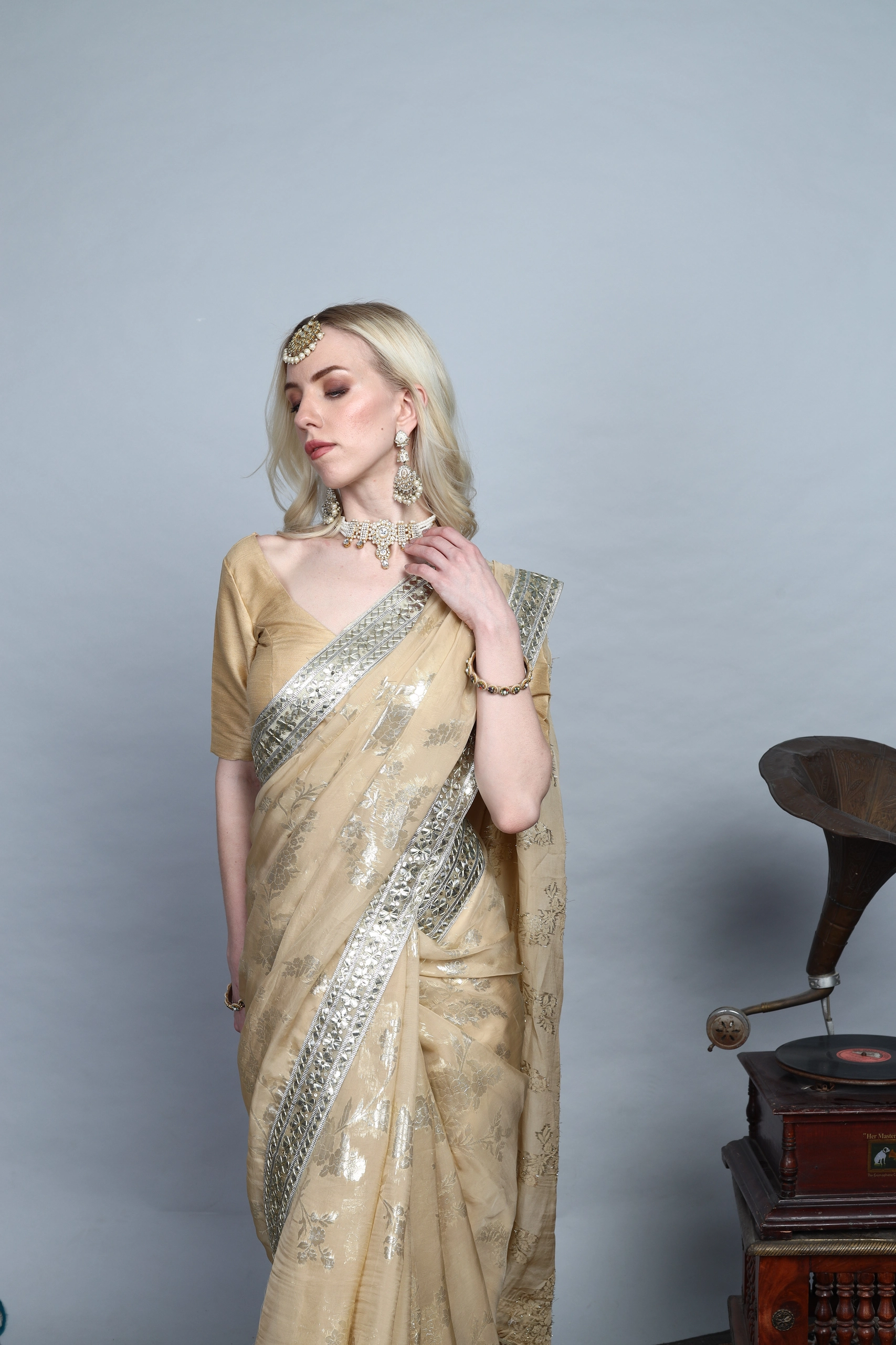 Seravine Tissue Embroidered Saree Alternate