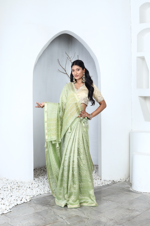 Leher Metallic Tissue Saree