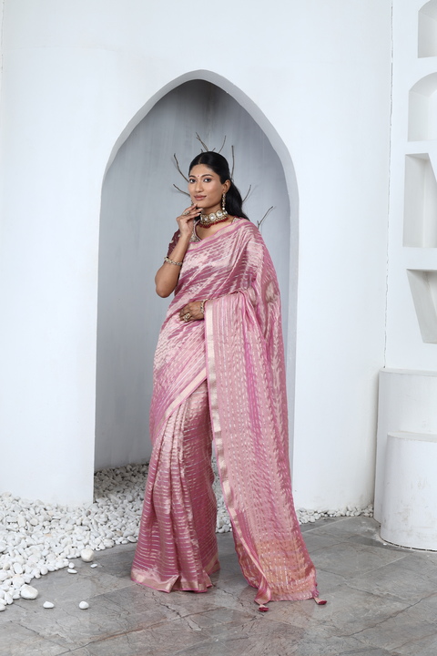 Rosé Lumière Tissue Saree