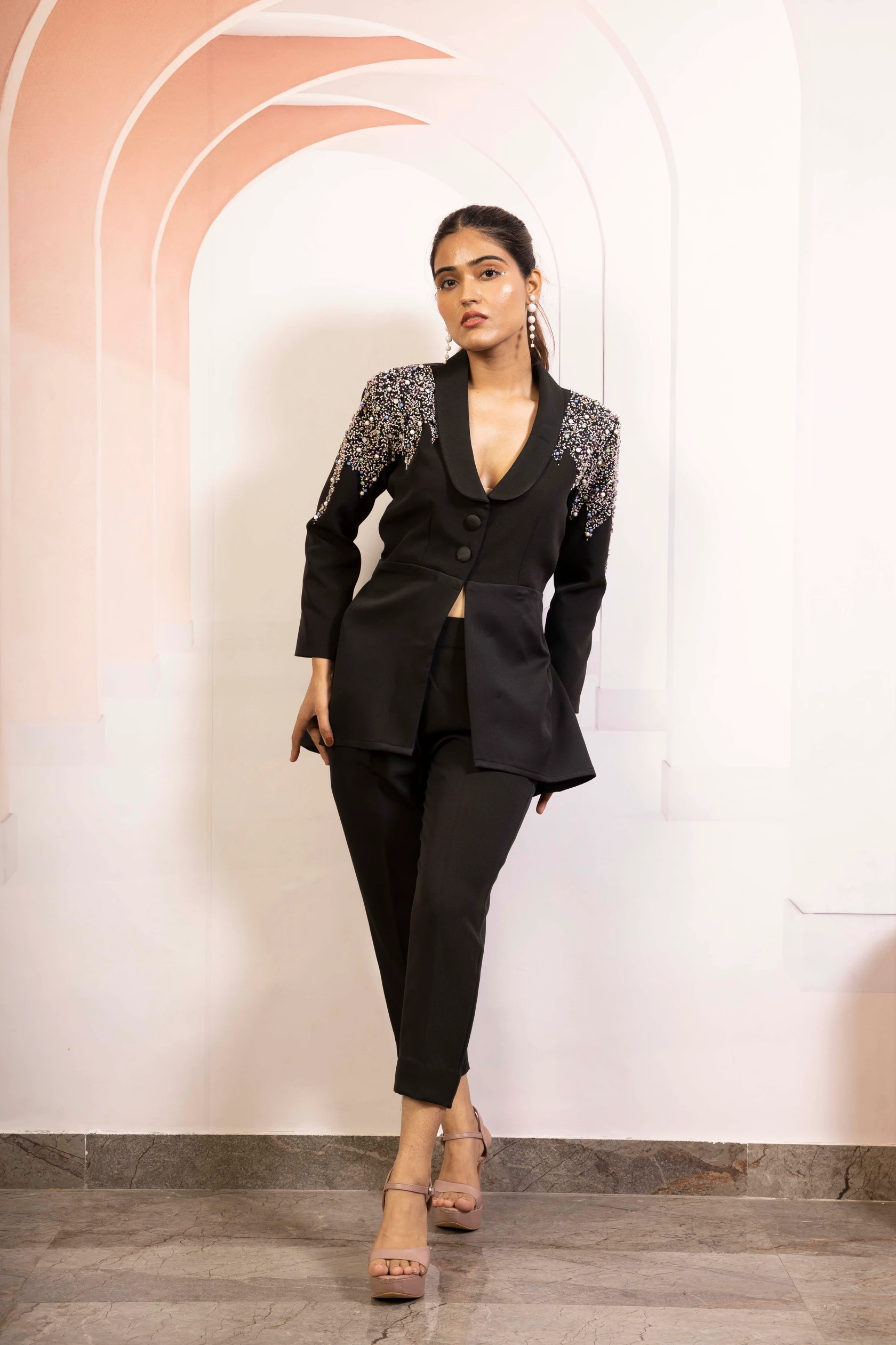 Midnight Embellished Blazer Co-Ord Set