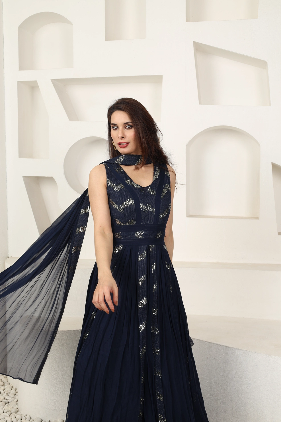 Midnight Sequin Anarkali Gown Alternate