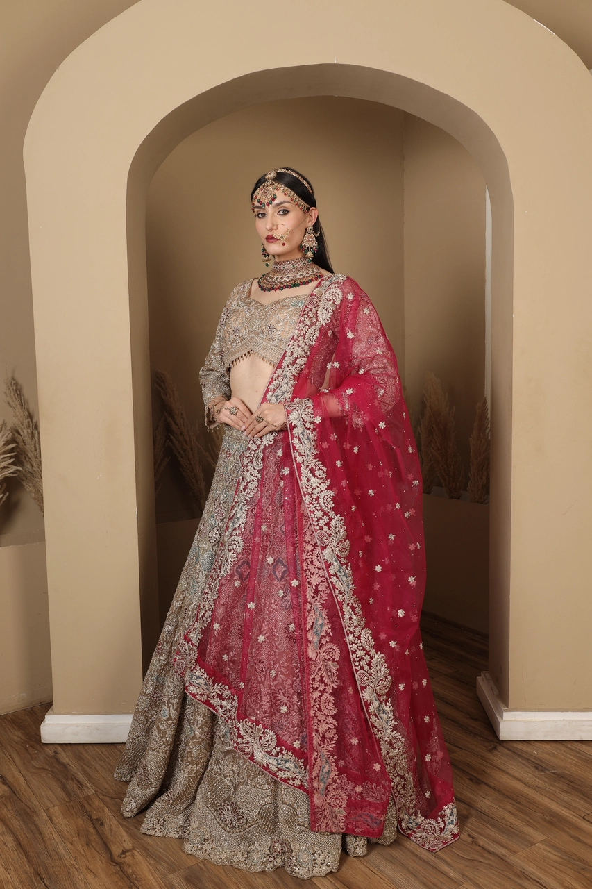 Ruby Veil Bridal Lehenga Alternate