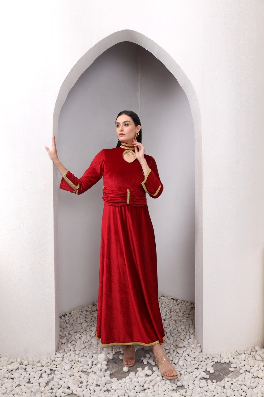 Crimson Velvet Maxi Dress Alternate