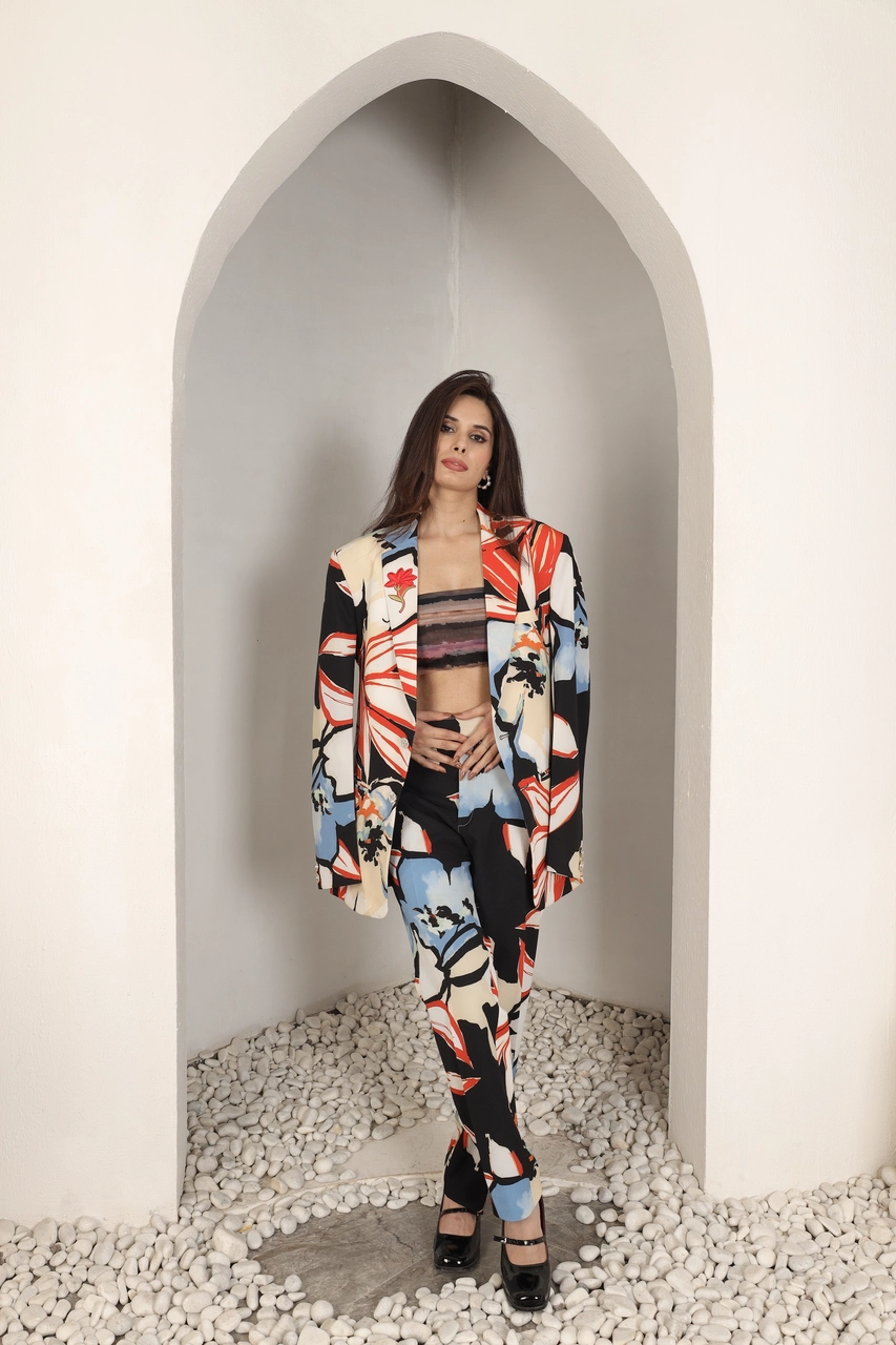 Abstract Printed Blazer Co-Ord Set