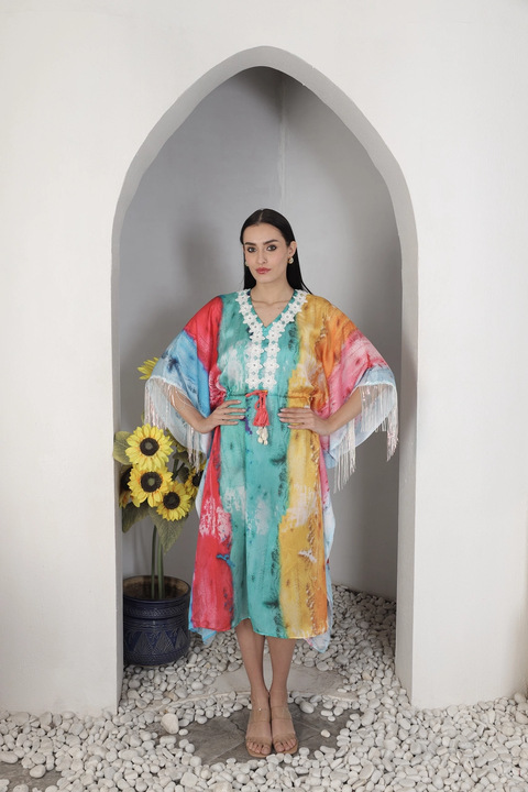 Pastel Kaftan Midi Dress