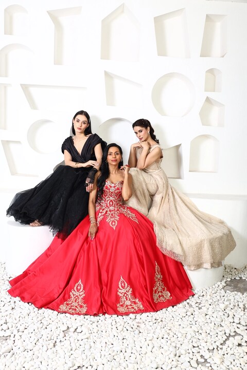 Designer Evening Gown Ensemble Set