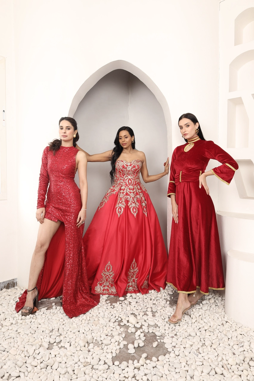 Scarlet Blossom Couture Gown Ensemble Set Alternate