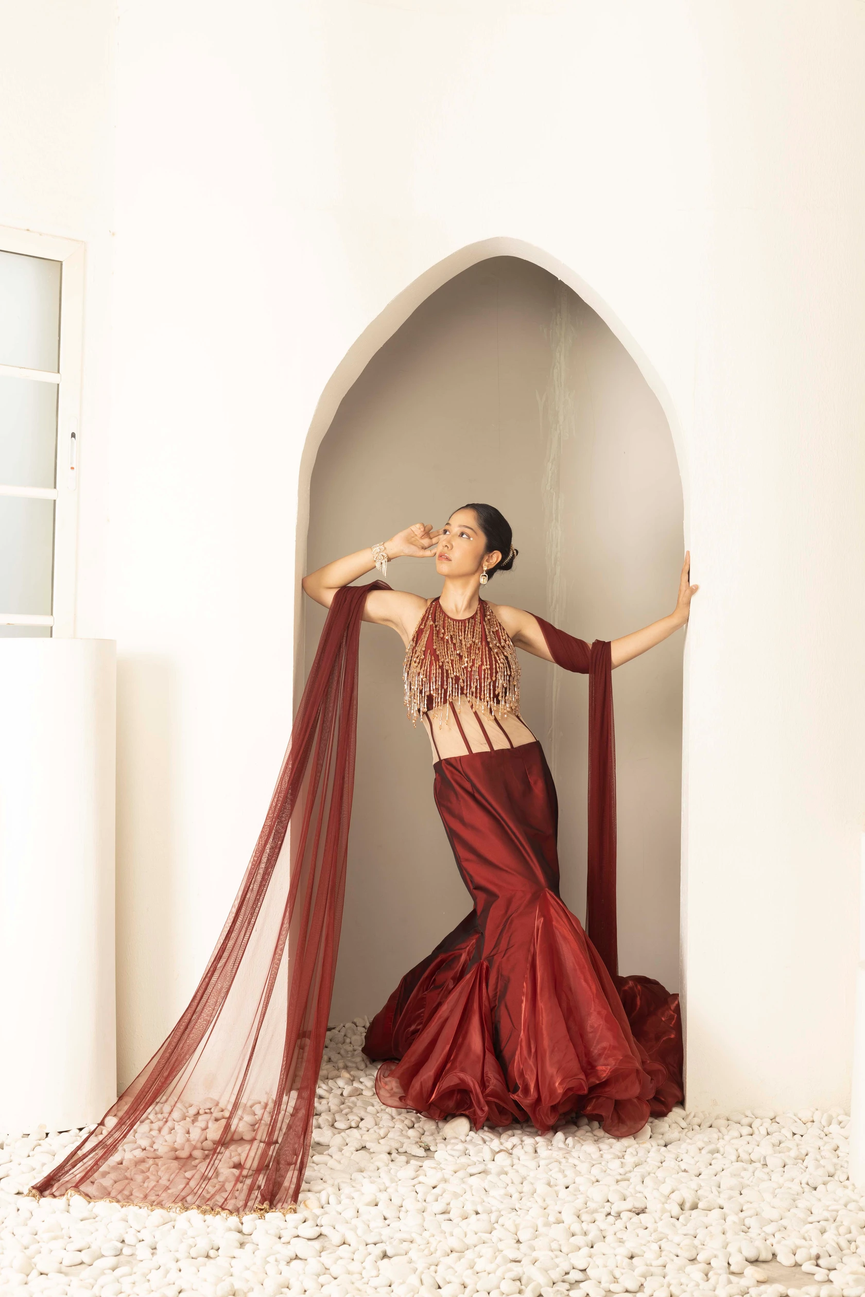 Ruby Corset Mermaid Couture Gown Alternate