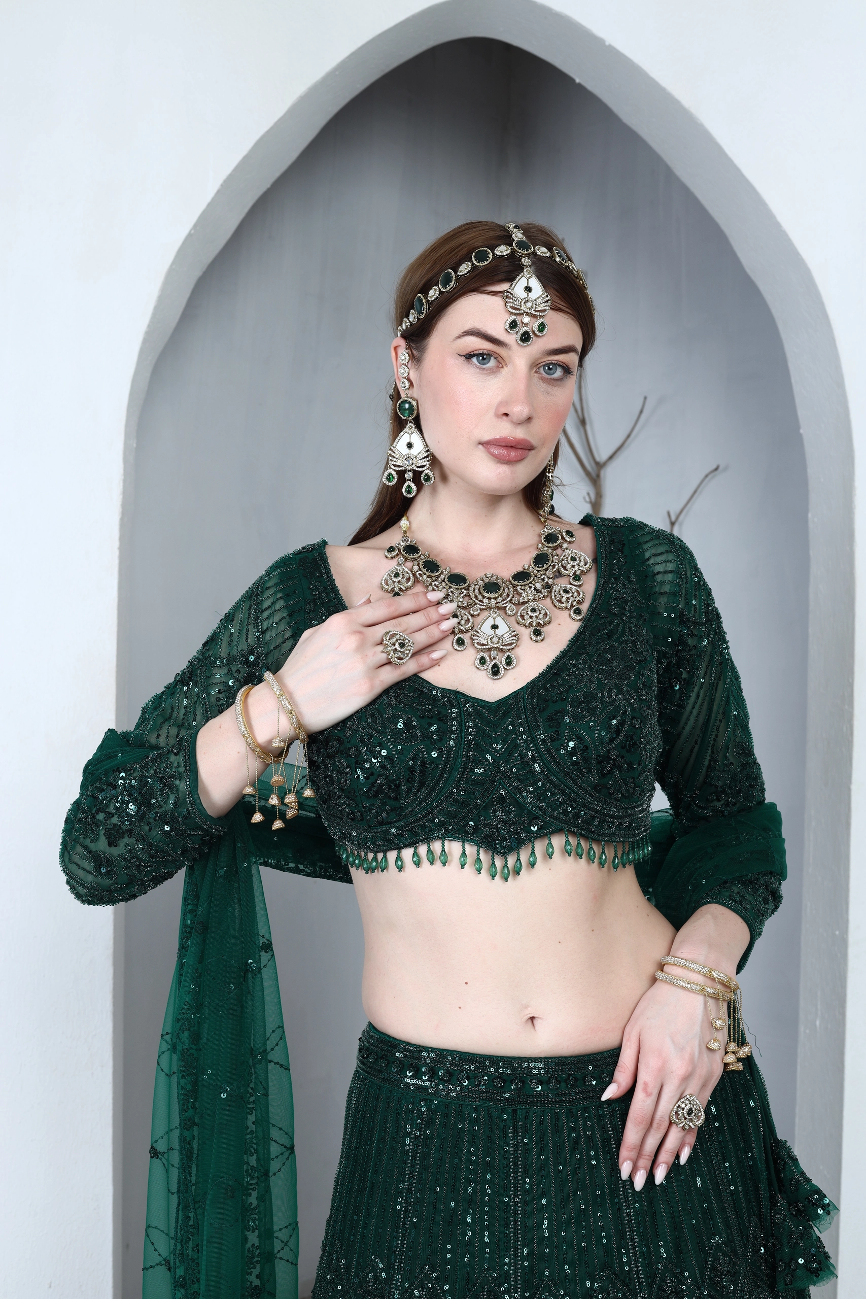 Zarelle Emerald Lehenga Set Alternate