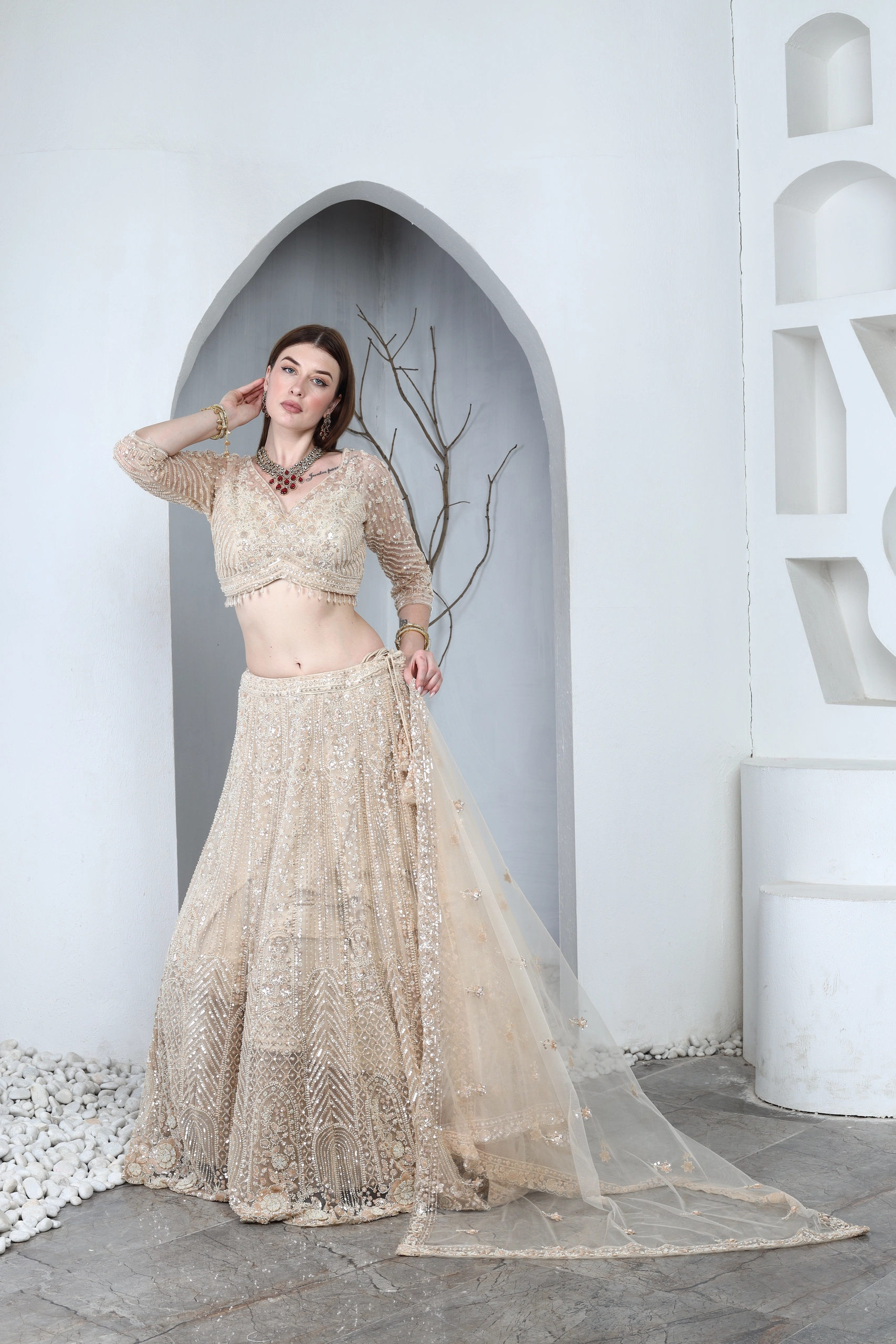 Élaria Champagne Lehenga Set Alternate