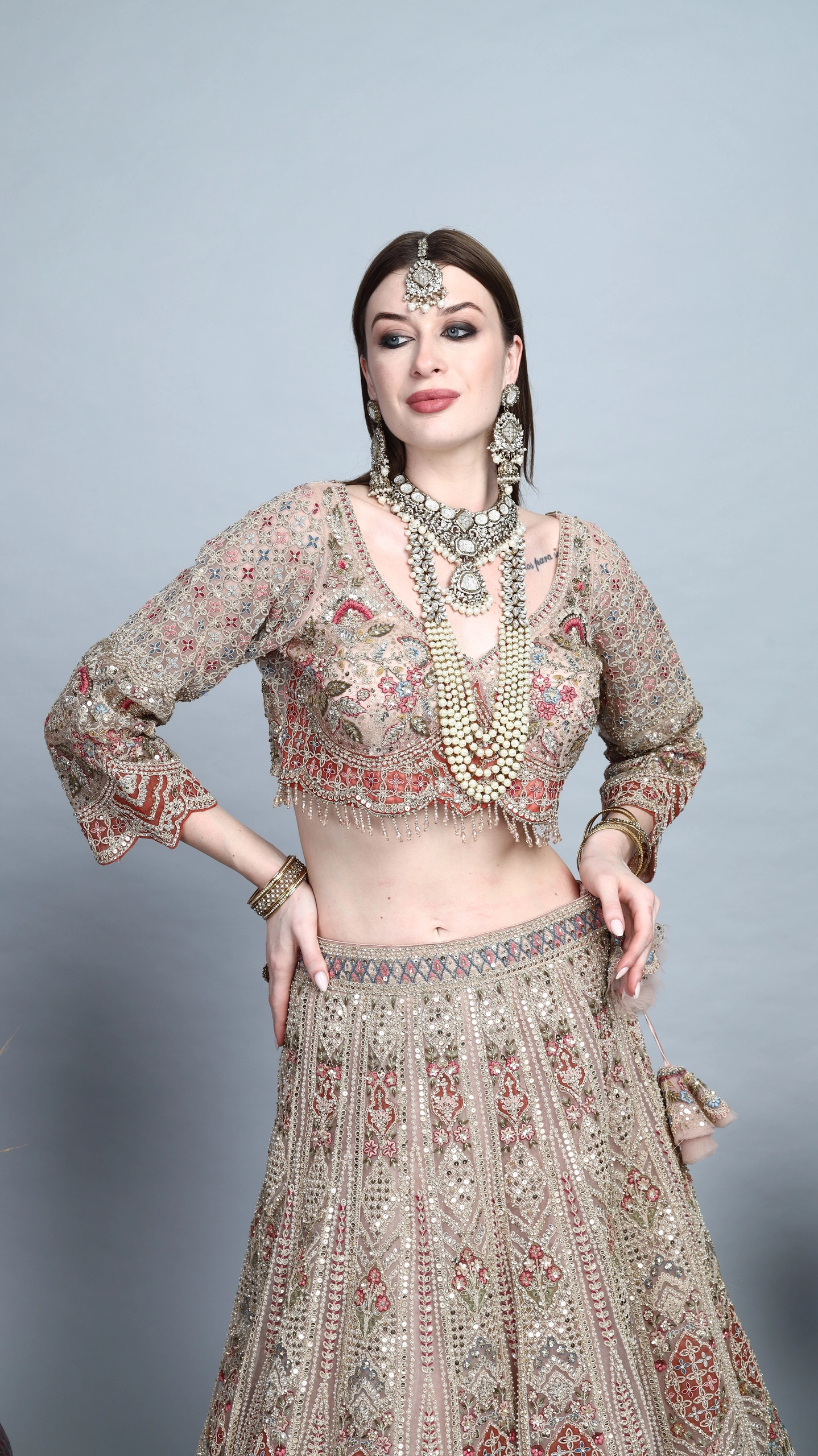 Rajatkar Crystal Bridal Lehenga Set Alternate