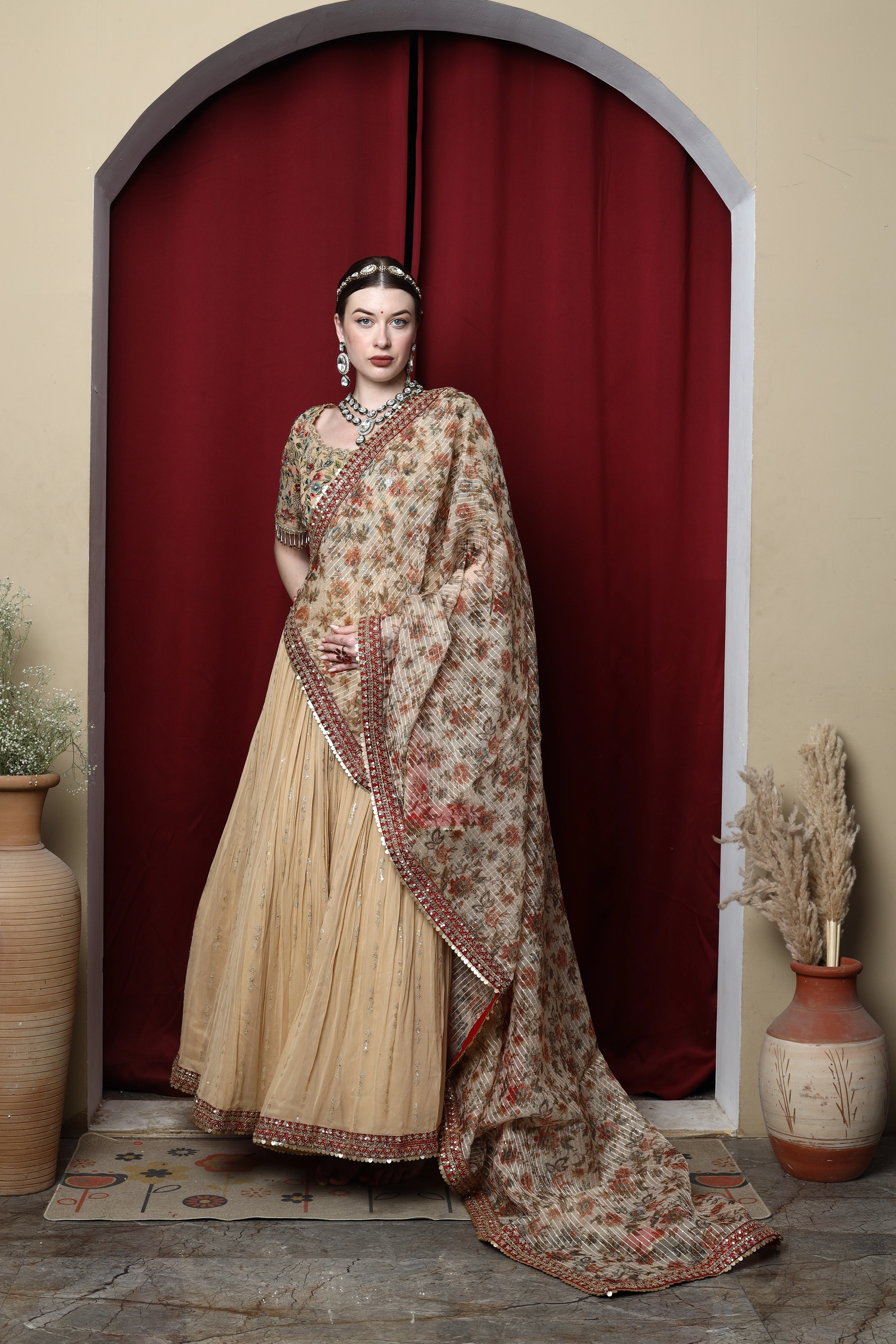 Virasat Hand Embroidered Anarkali Lehenga Set