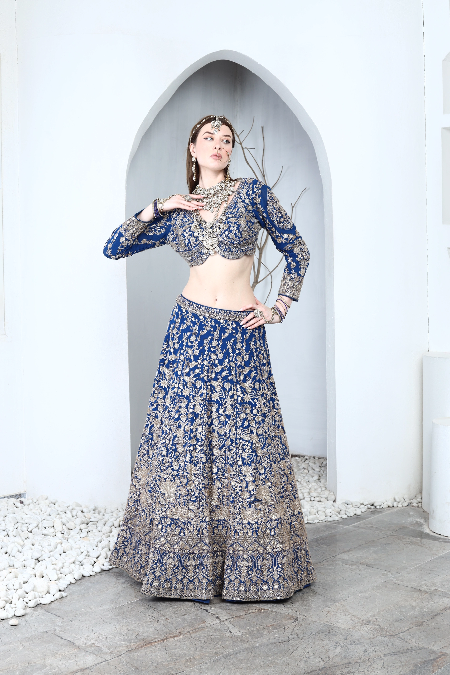 Azurelle Hand Embroidered Lehenga Set Alternate