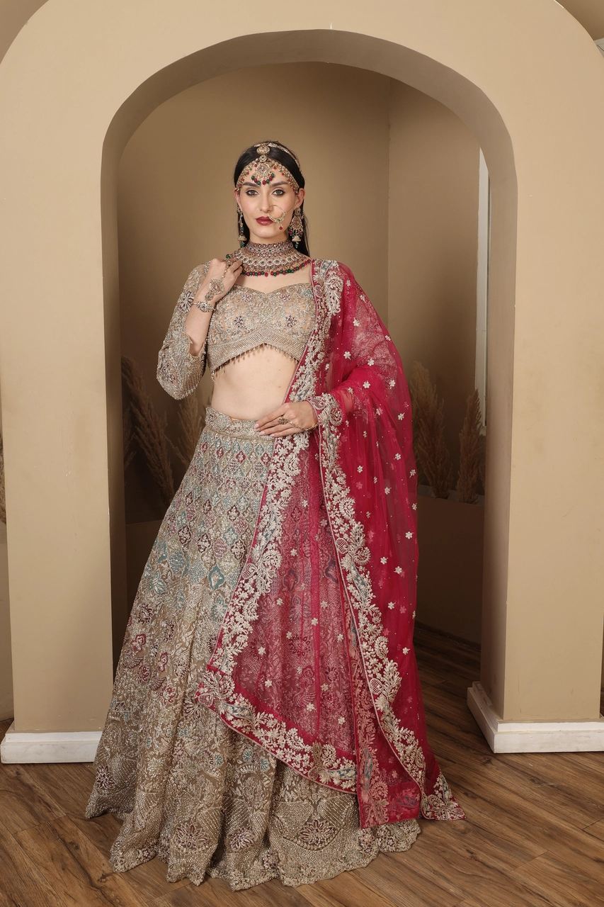 Ruby Veil Bridal Lehenga