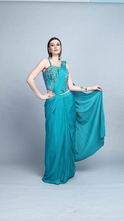 Aquavera Drape Saree