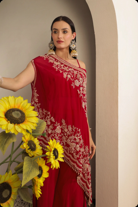 Crimson Drape Kurta Set