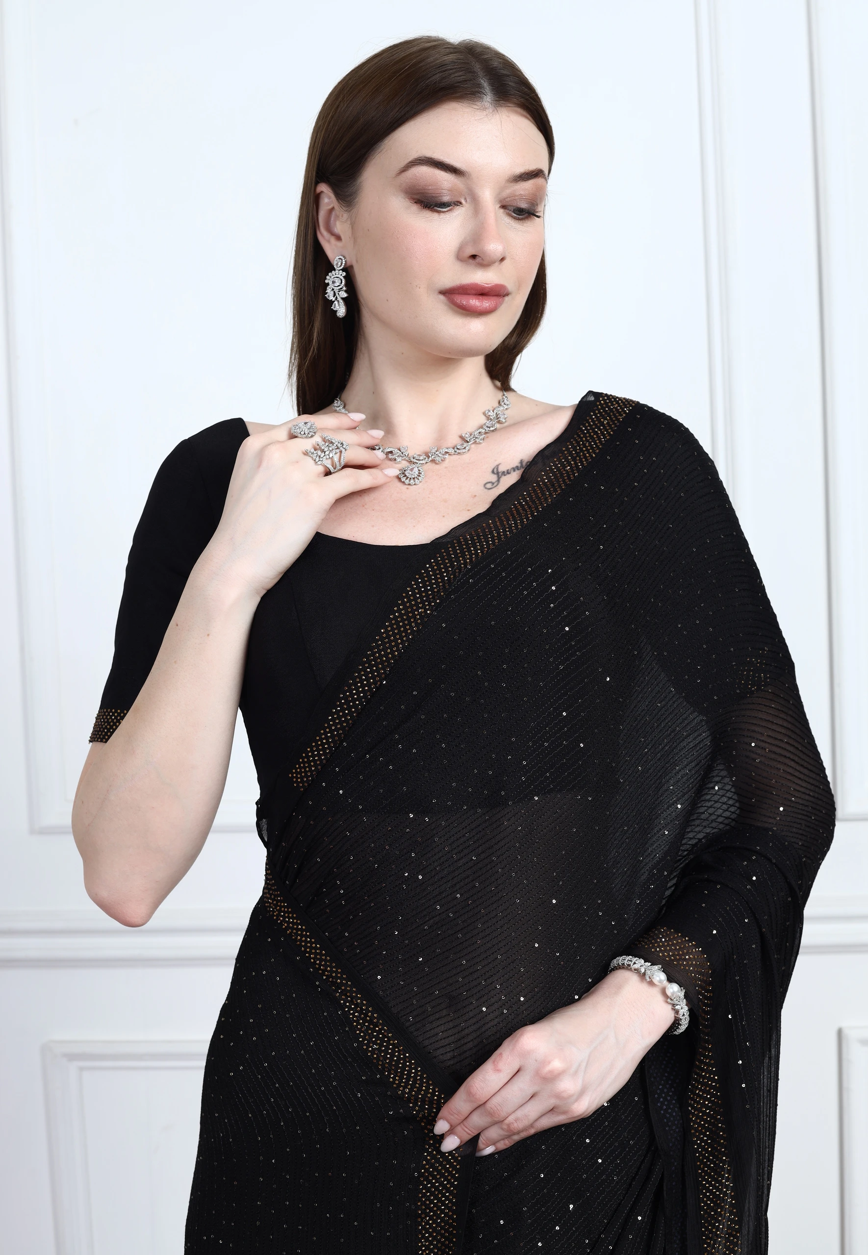 Seraphine Silver Crystal Necklace & Earring Set