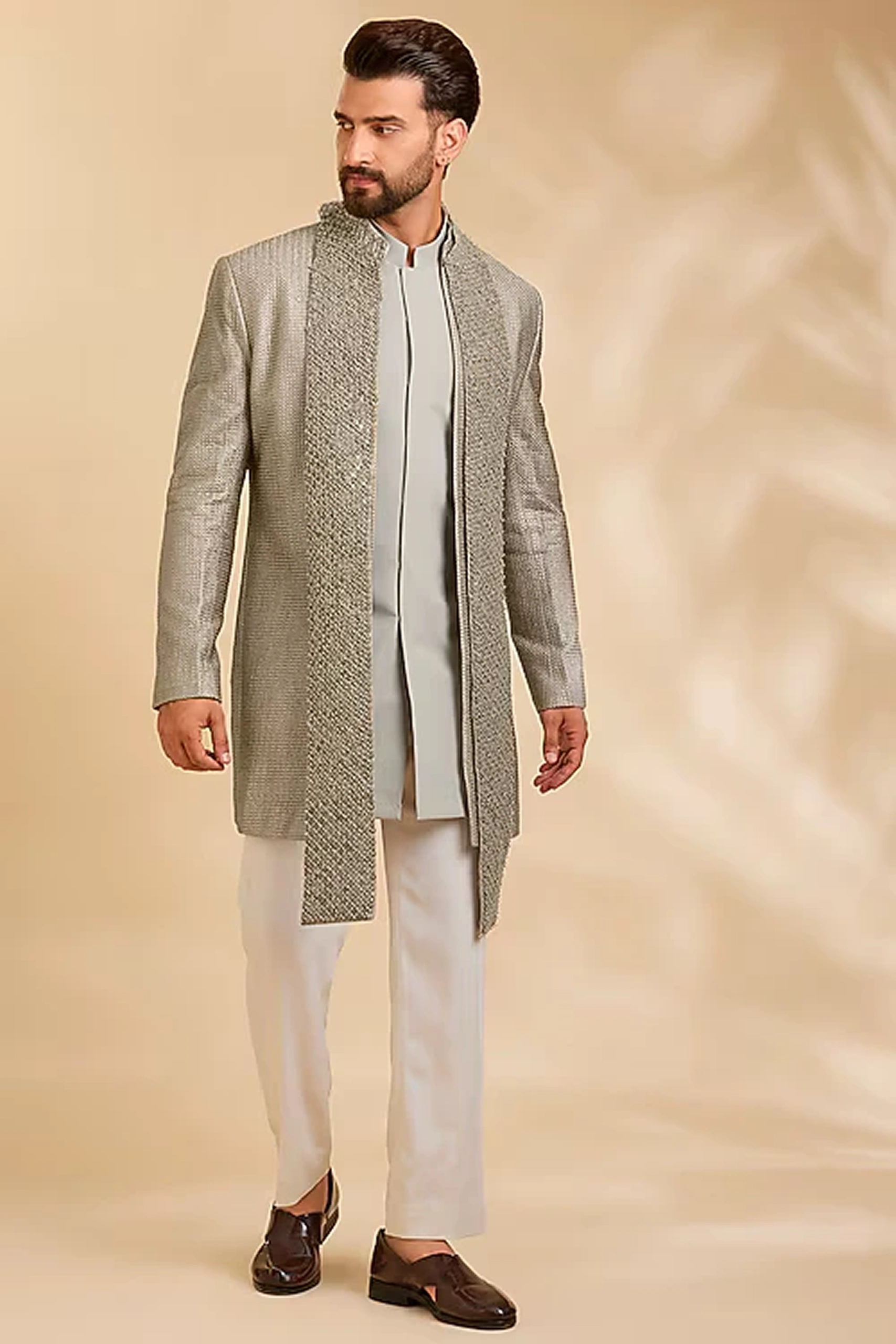 Wine Silk Zari Work Indo-Western Alternate