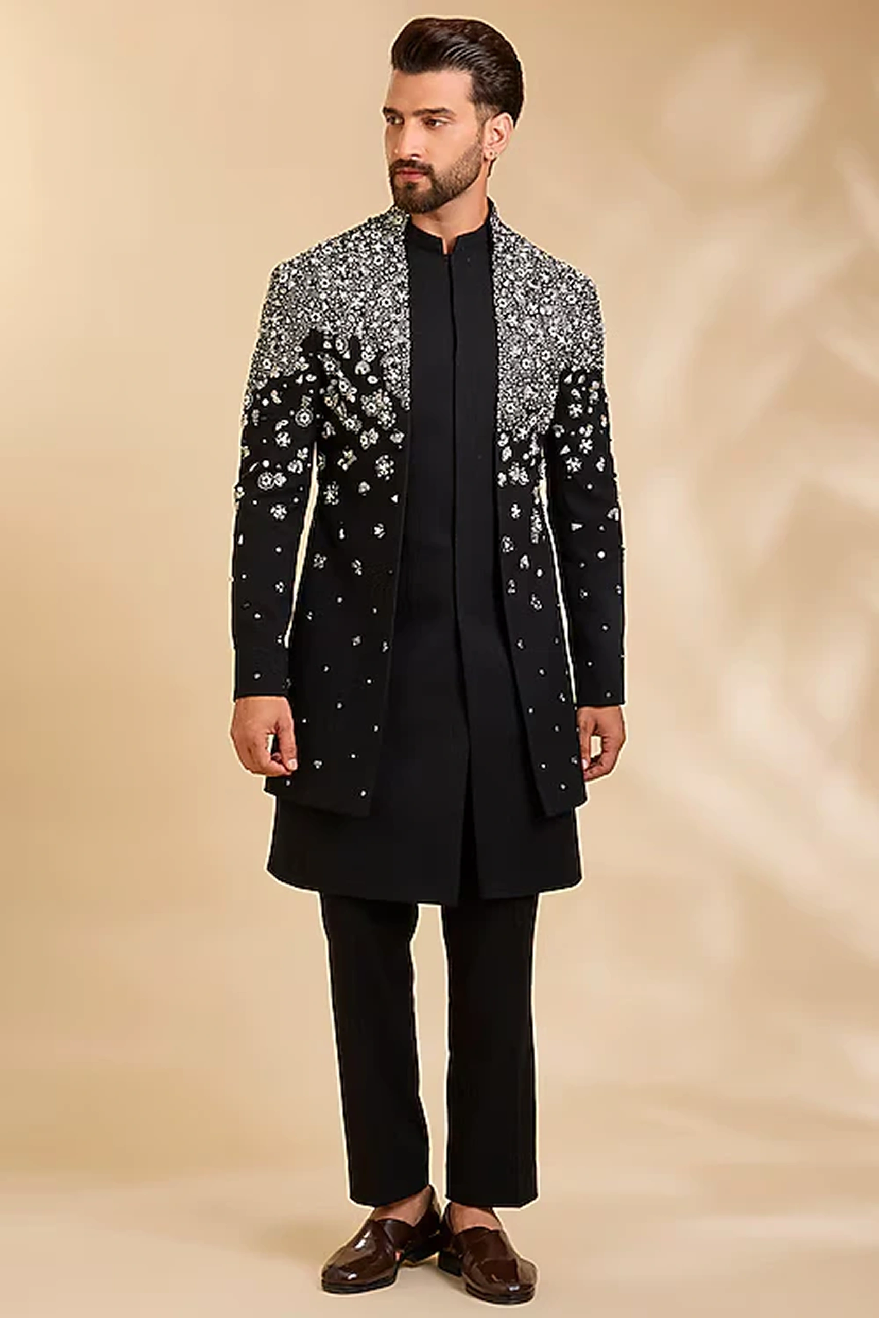 Wine Silk Embroidered Indo-Western Alternate