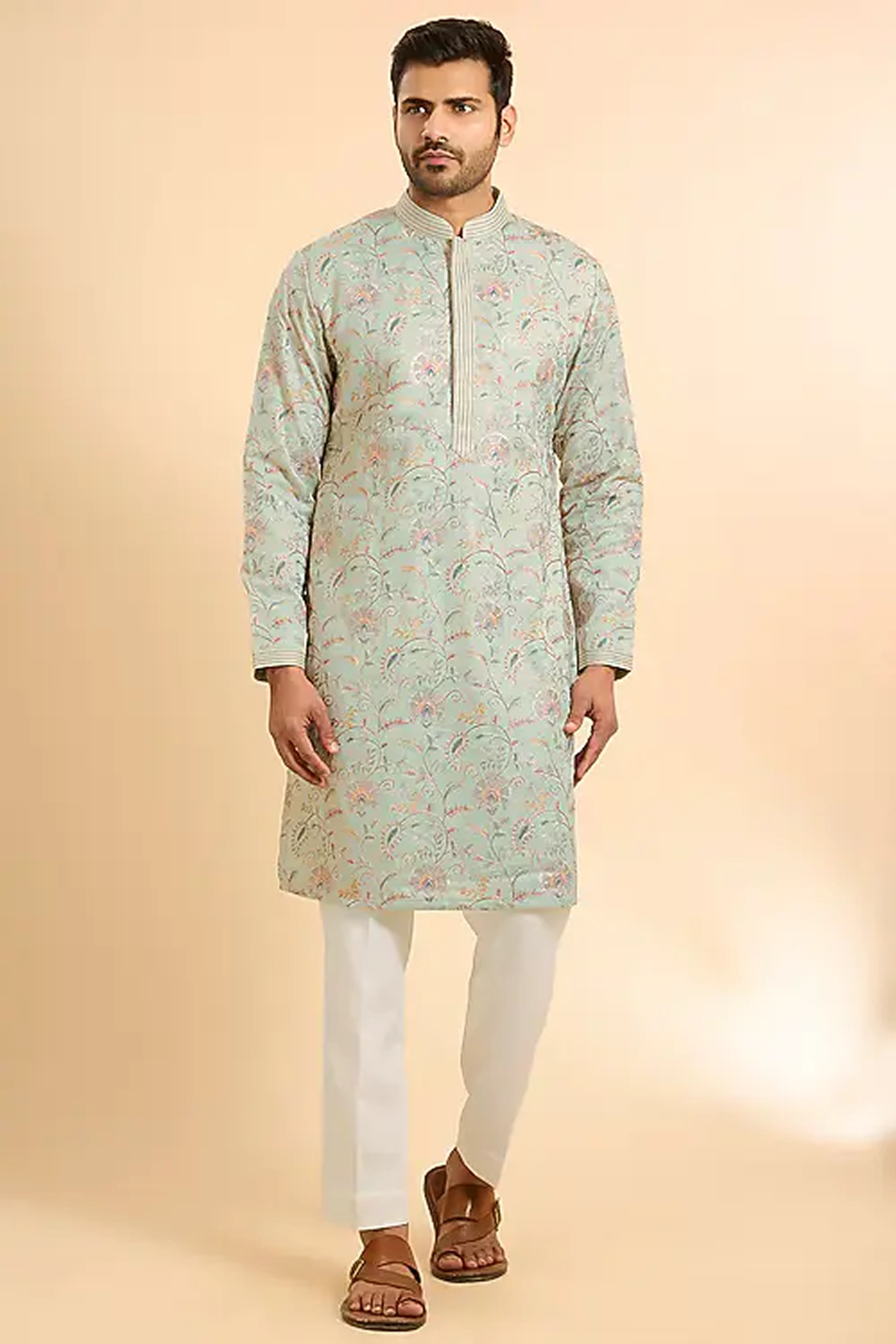 Mint Organza Thread Work Kurta Sets Alternate