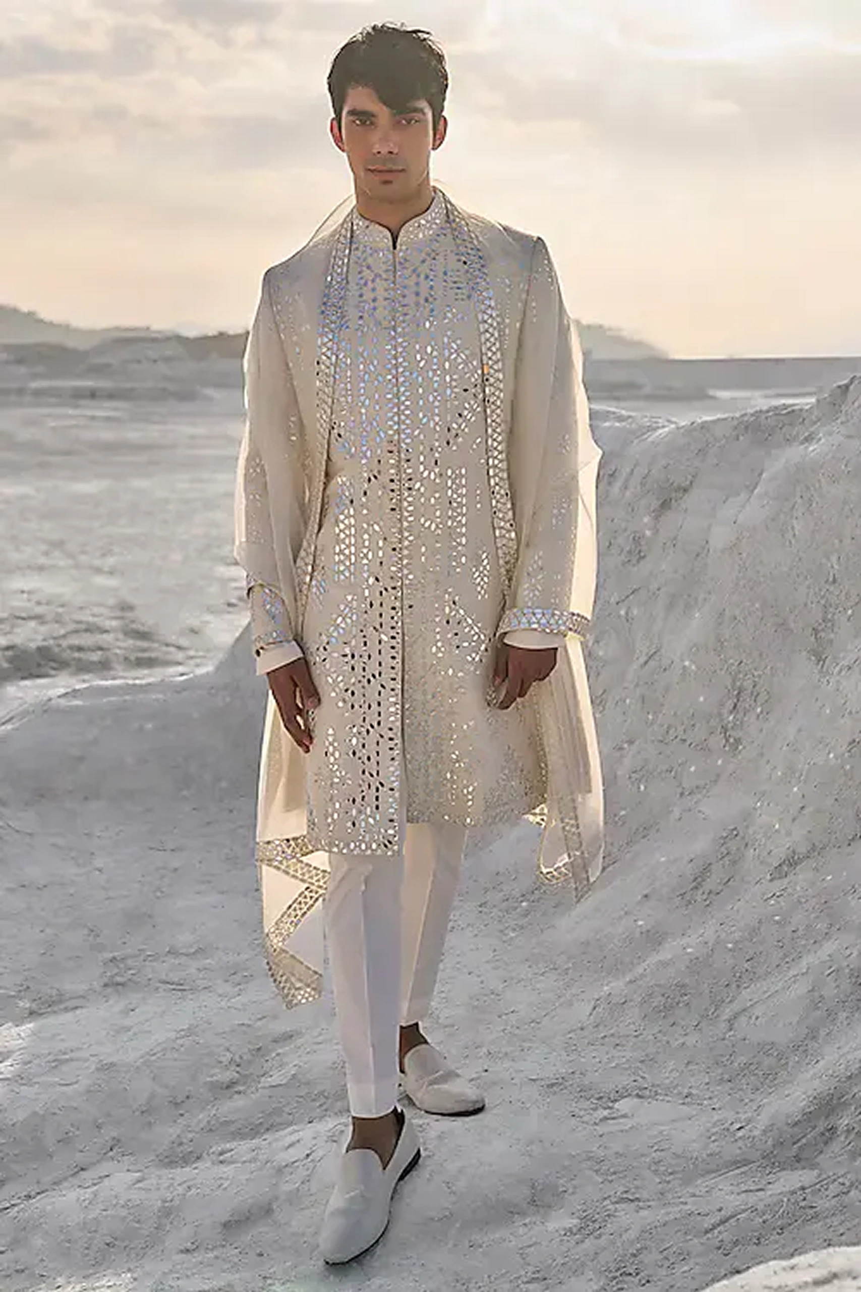Wine Velvet Textured Sherwani Alternate
