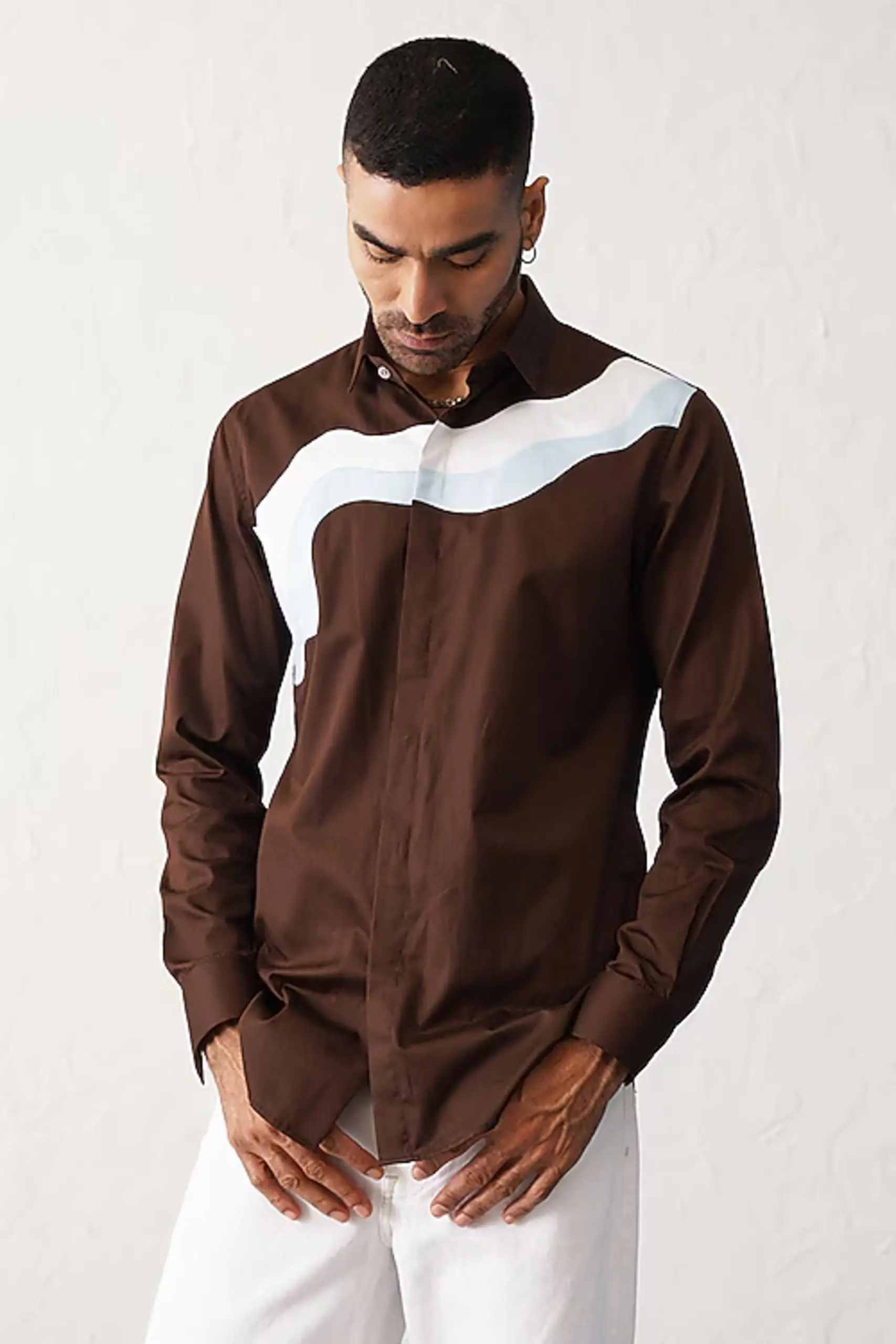 Sage Green Chanderi Thread Work Shirts