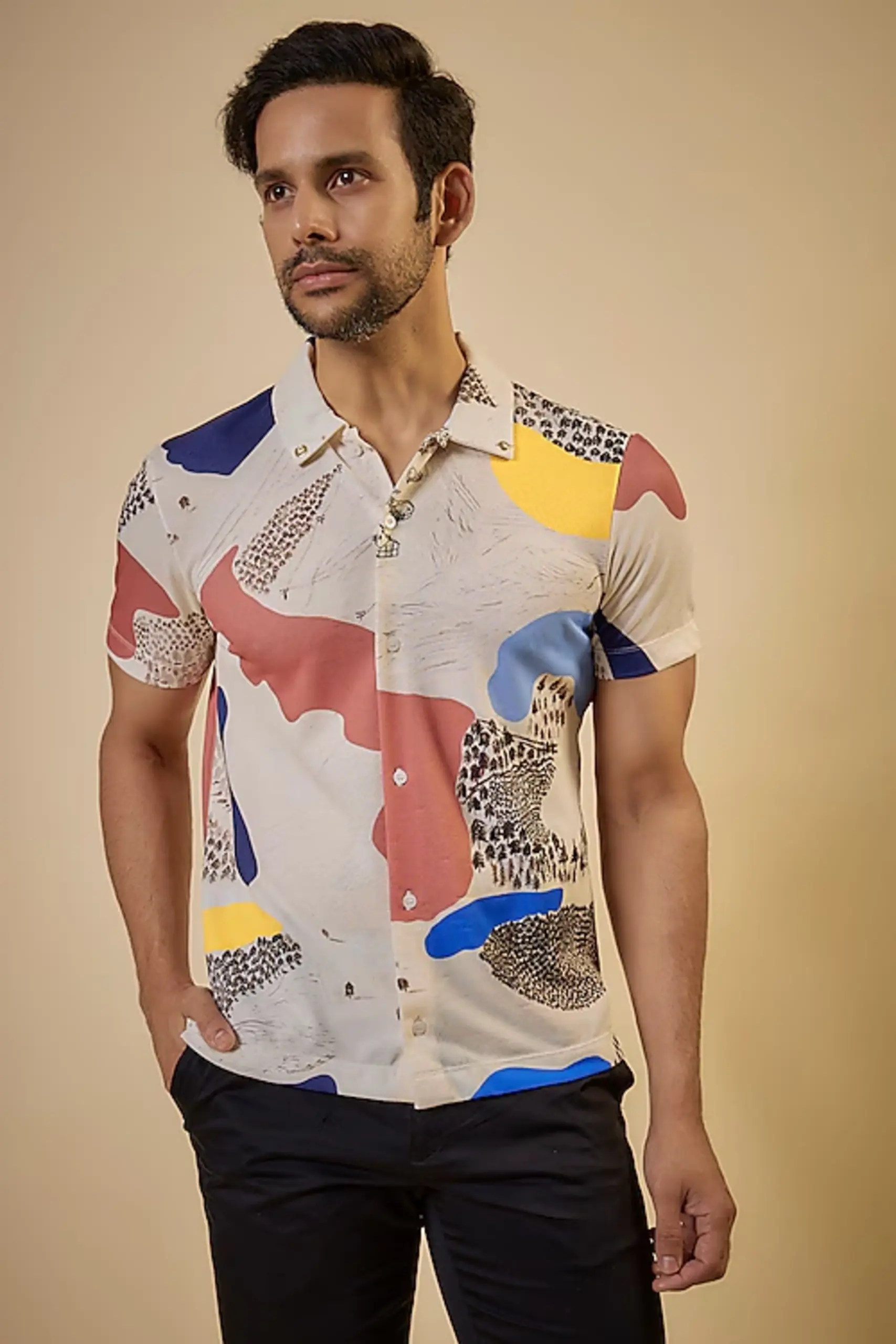Charcoal Silk Zari Work Shirts