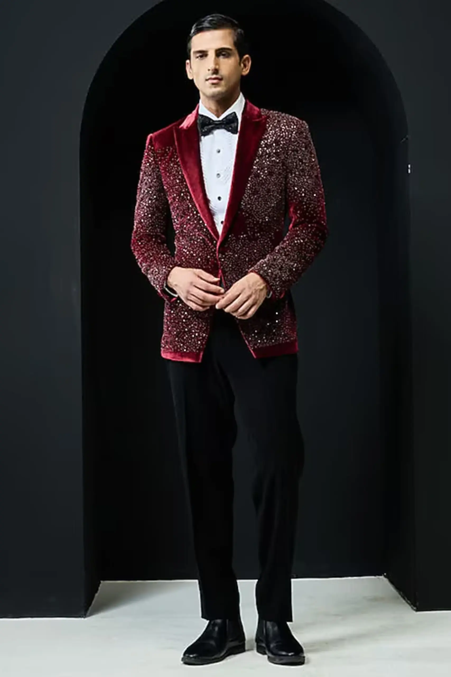Wine Cotton Printed Blazers Alternate