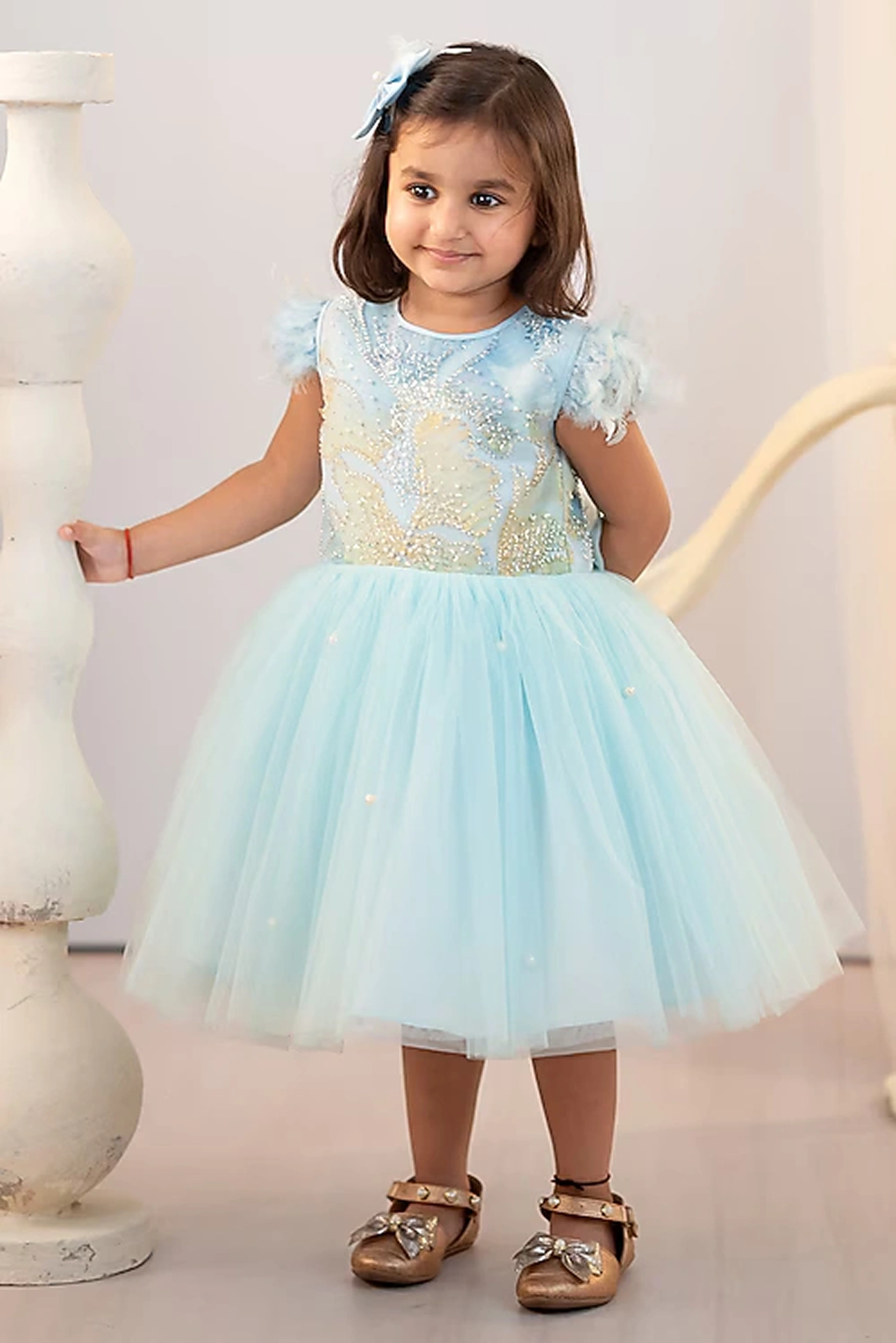 Blue Parttern Party Dress